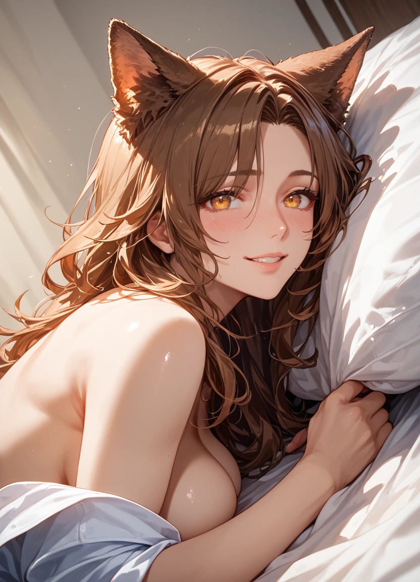 1girl, solo, breasts, animal ears, brown hair, looking at viewer · Yamete.gg