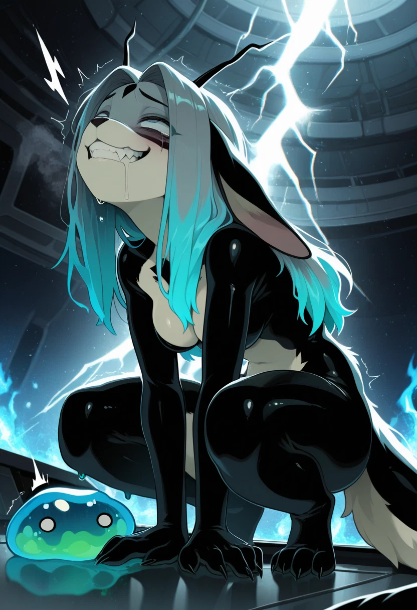 furry, 1girl, breasts, squatting, furry female, teeth · Yamete.gg