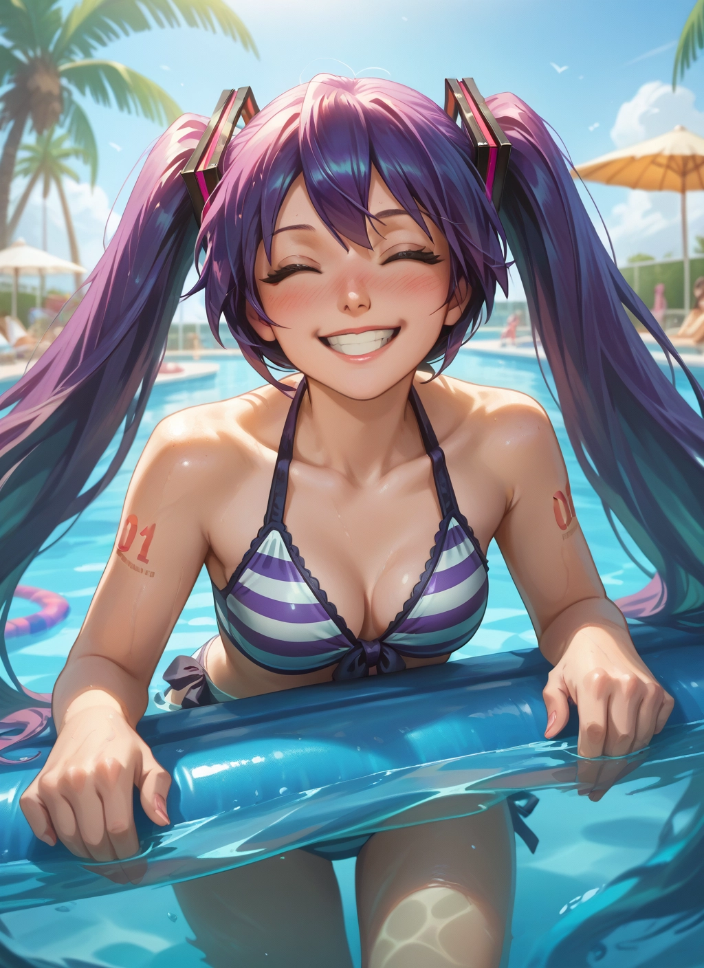 swimsuit, 1girl, bikini, long hair, twintails, breasts · Yamete.gg
