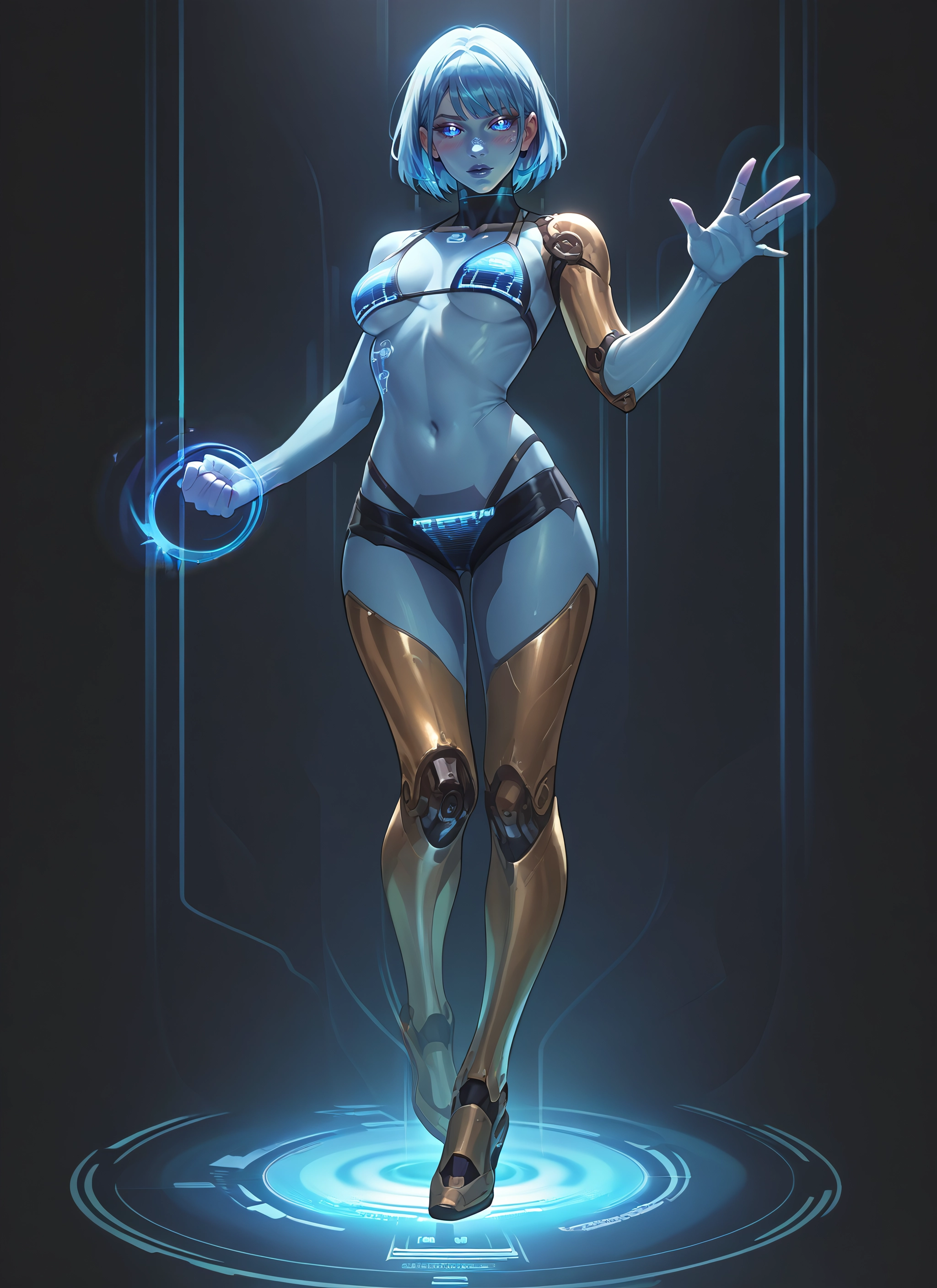 1girl, solo, breasts, blue eyes, short hair, navel · Yamete.gg