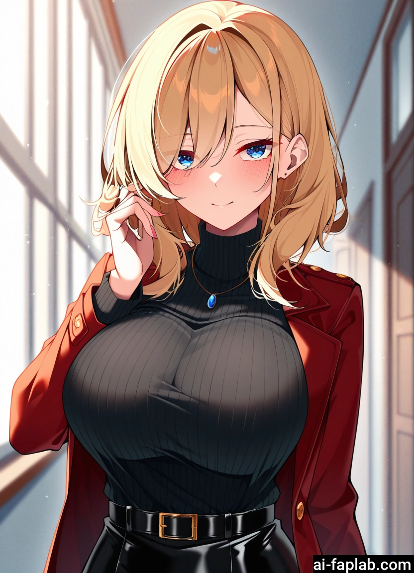 1girl, breasts, blue eyes, solo, large breasts, sweater
