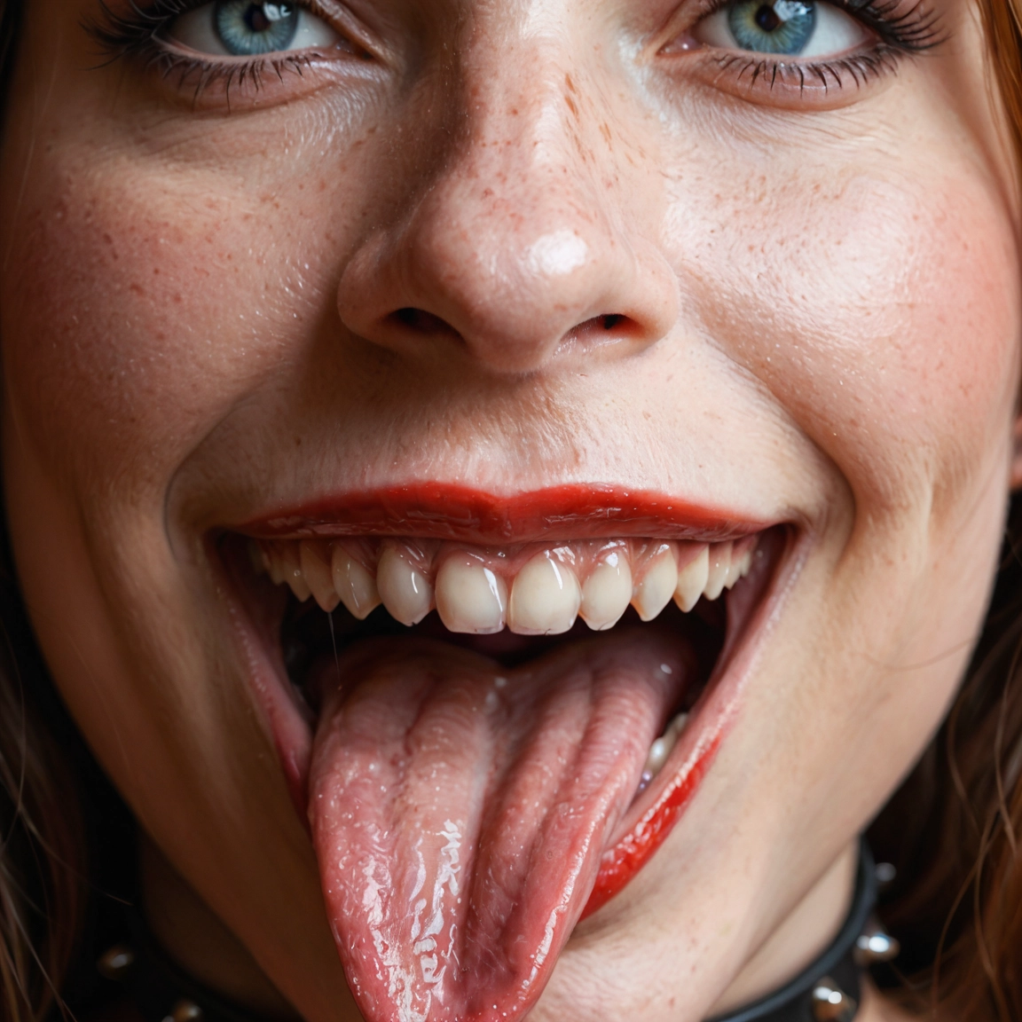 tongue, solo, teeth, tongue out, 1girl, open mouth · Yamete.gg