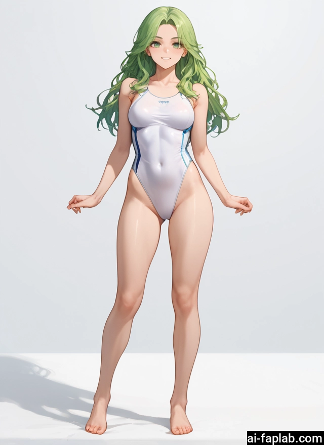 1girl, swimsuit, one-piece swimsuit, breasts, green eyes, solo