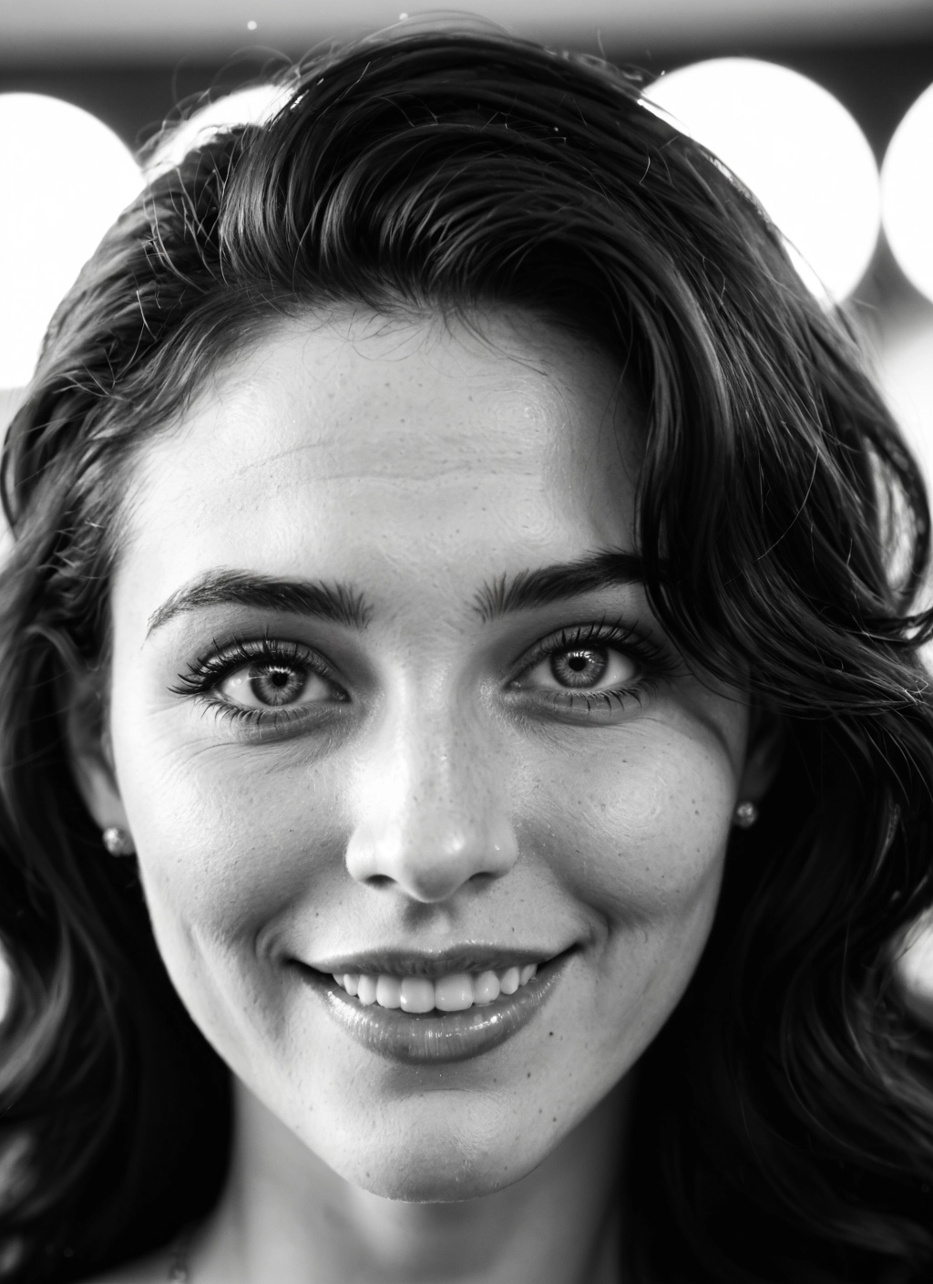 monochrome, greyscale, 1girl, solo, jewelry, earrings · Yamete.gg