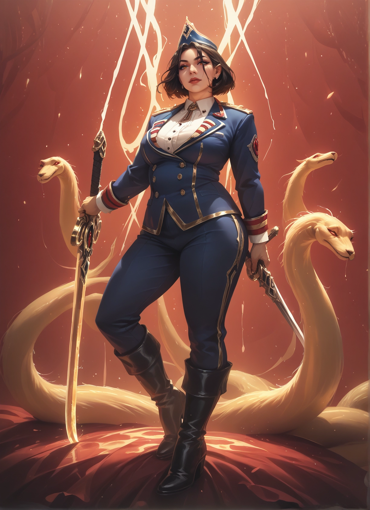 1girl, weapon, sword, boots, uniform, military uniform · Yamete.gg