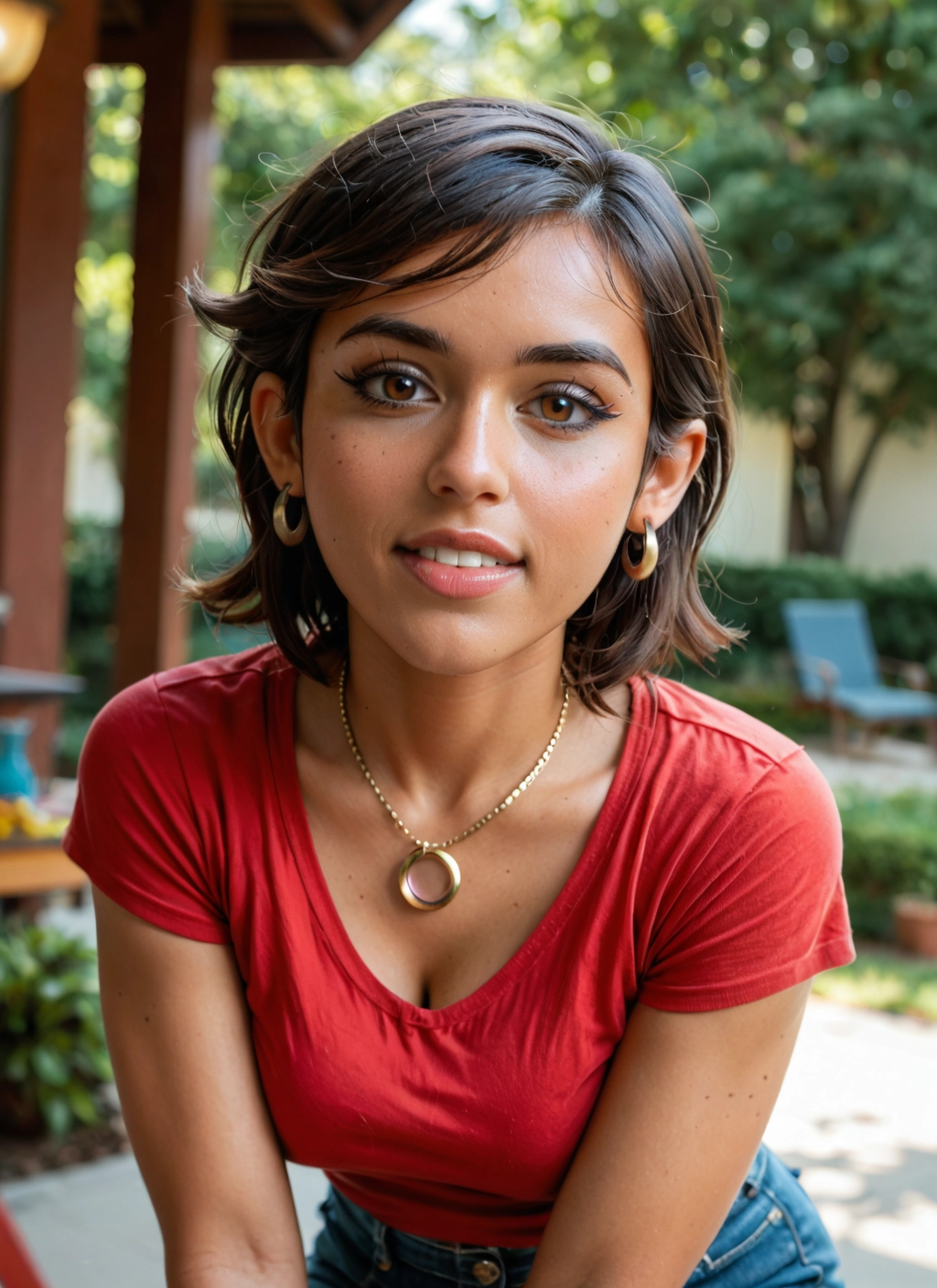1girl, jewelry, solo, breasts, earrings, cleavage · Yamete.gg