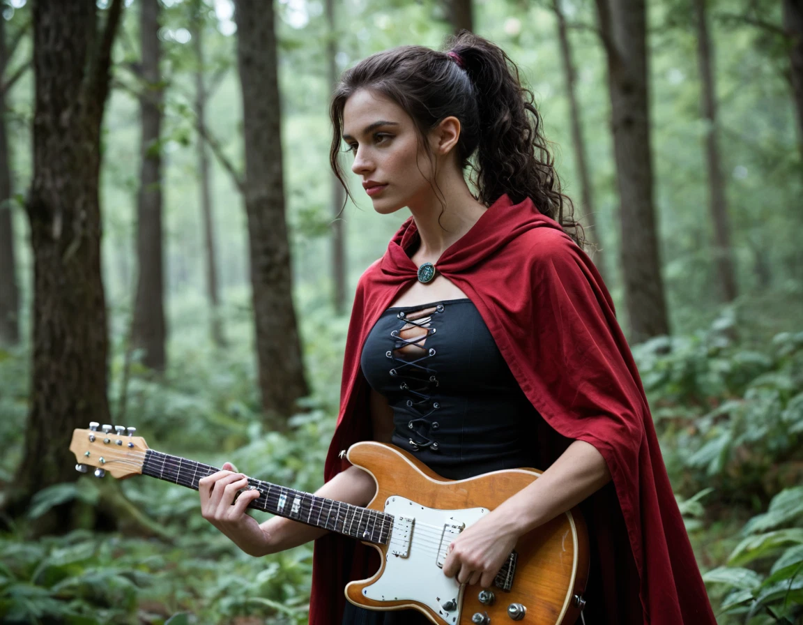1girl, nature, forest, solo, instrument, long hair · Yamete.gg