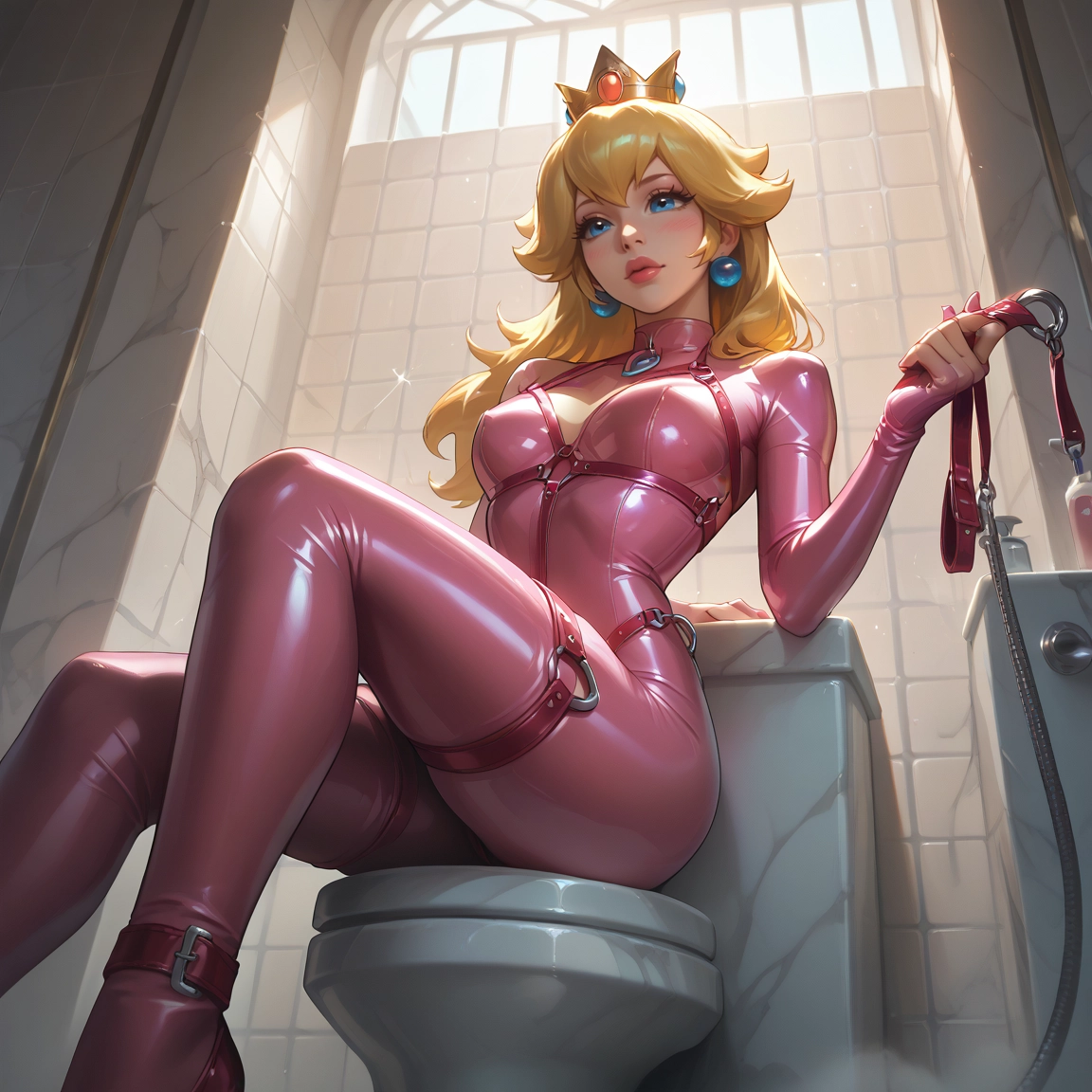 1girl, blonde hair, solo, blue eyes, bodysuit, crown · Yamete.gg