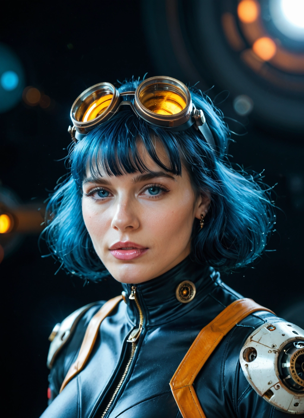 1girl, solo, goggles, goggles on head, jewelry, earrings · Yamete.gg