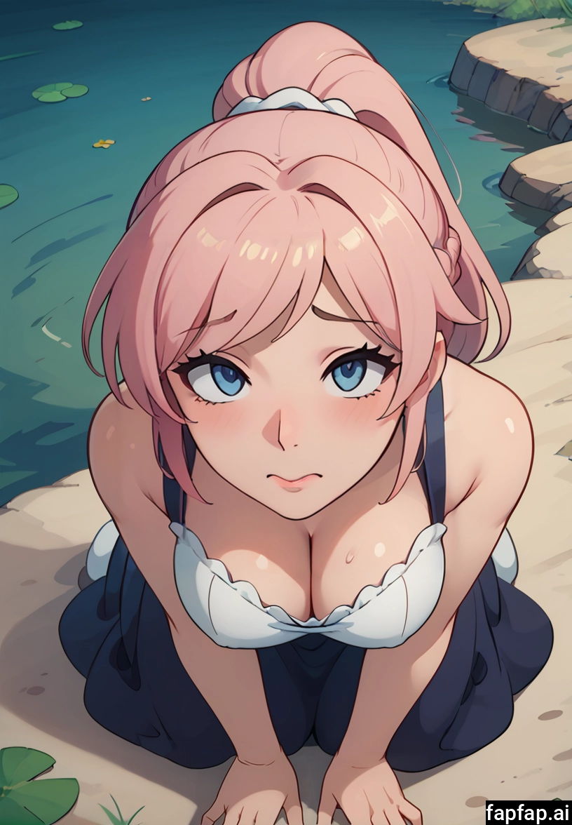 1girl, breasts, solo, cleavage, blue eyes, pink hair · Yamete.gg