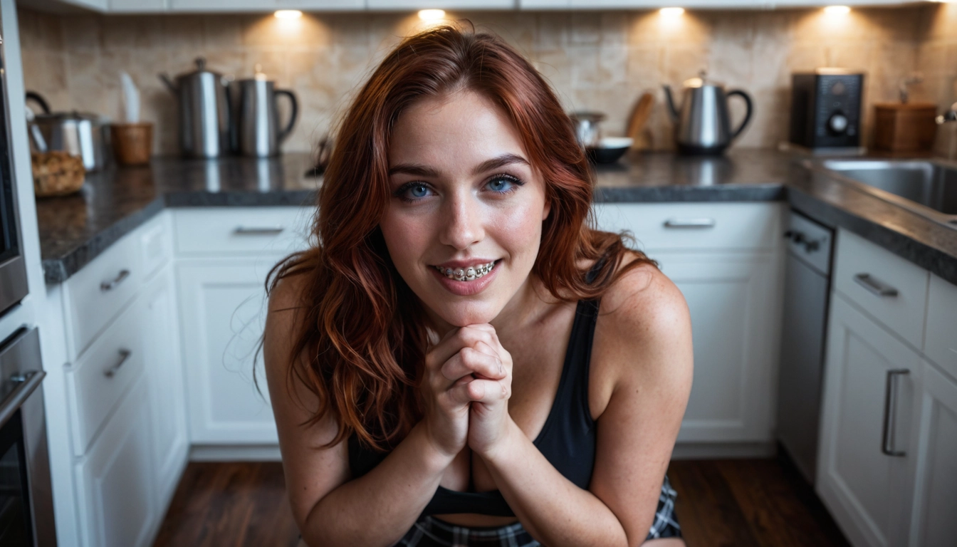 1girl, realistic, solo, blue eyes, looking at viewer, freckles · Yamete.gg