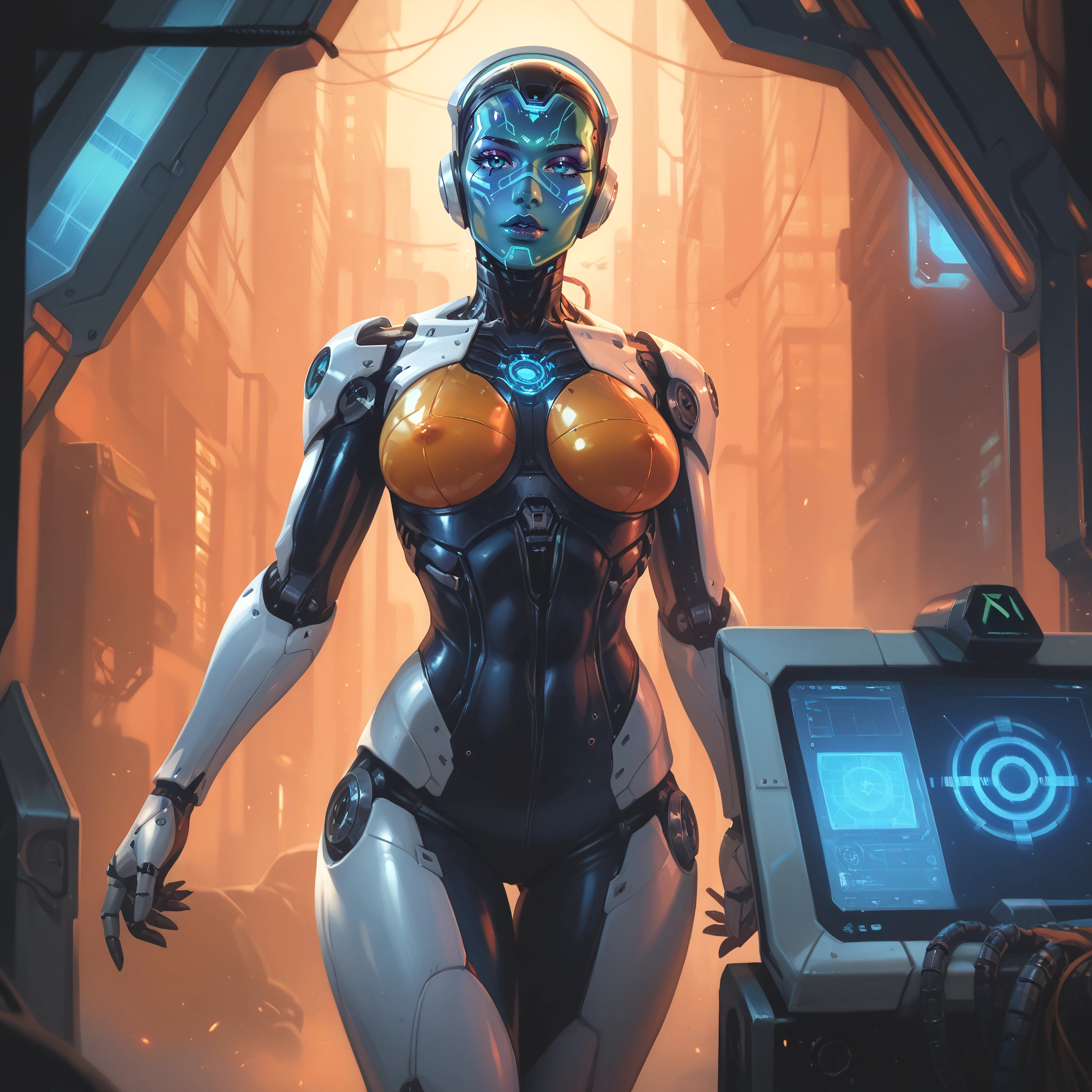 1girl, breasts, solo, thigh gap, blue eyes, covered nipples · Yamete.gg