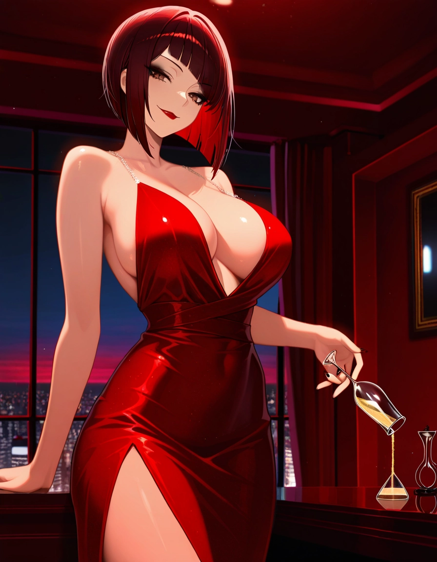 1girl, breasts, dress, red dress, large breasts, solo · Yamete.gg