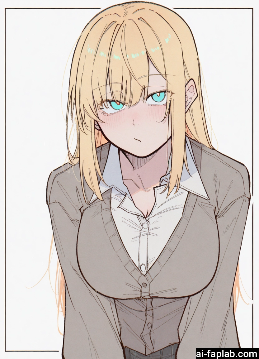 1girl, blonde hair, breasts, long hair, solo, shirt
