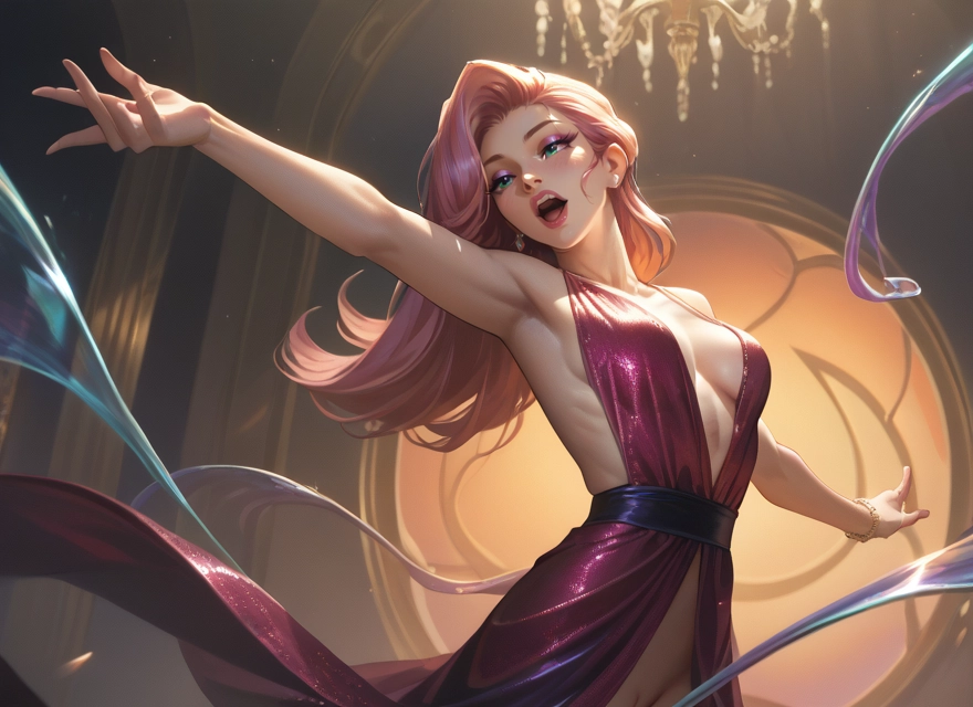 1girl, breasts, dress, solo, jewelry, long hair · Yamete.gg