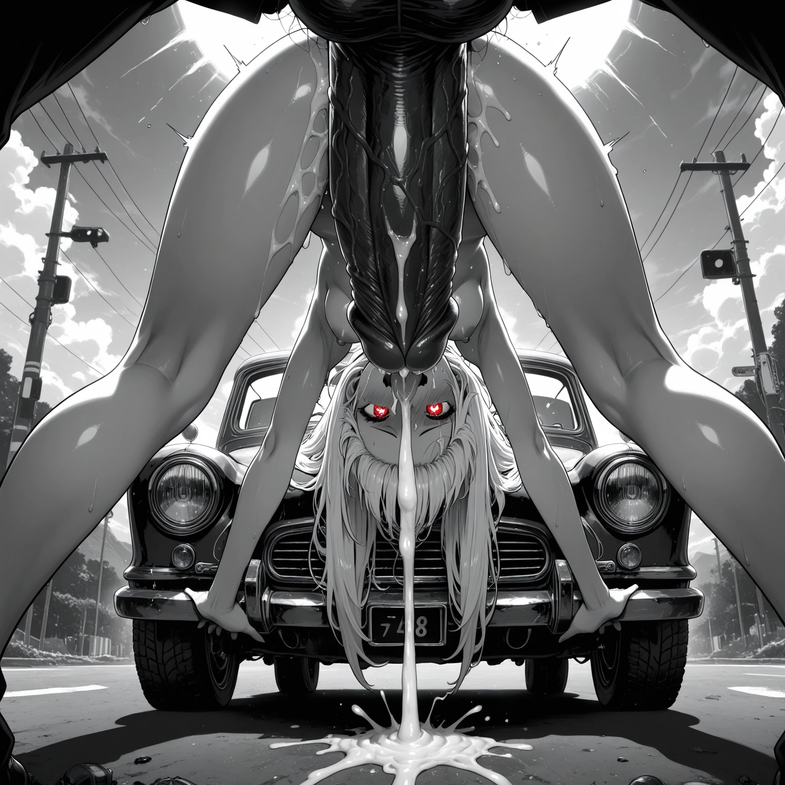 futanari, 1girl, red eyes, abyssal ship, long hair, cum · Yamete.gg