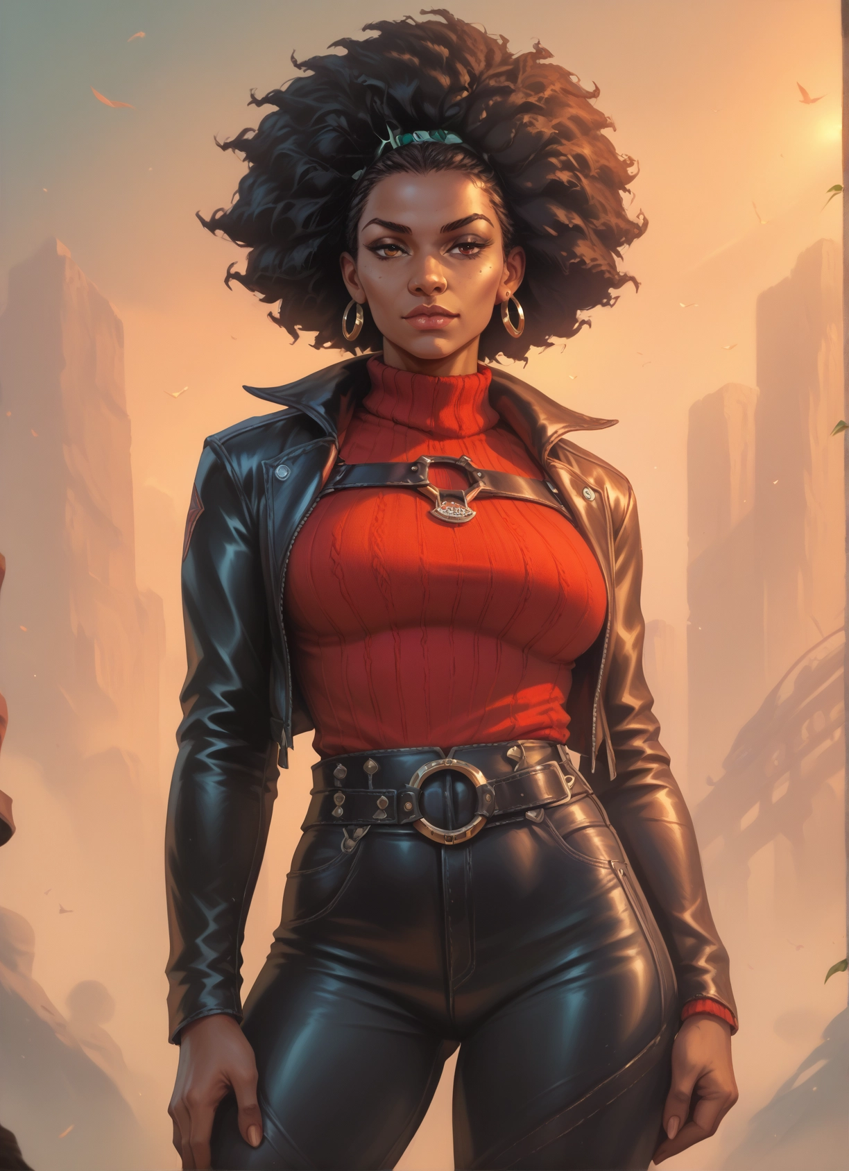 1girl, jewelry, earrings, jacket, breasts, pants · Yamete.gg