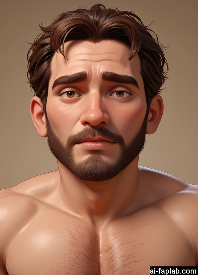 bara, 1boy, male focus, solo, facial hair, chest hair