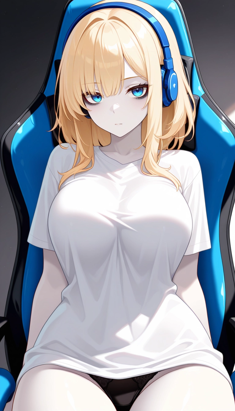 1girl, solo, breasts, underwear, headphones, panties · Yamete.gg