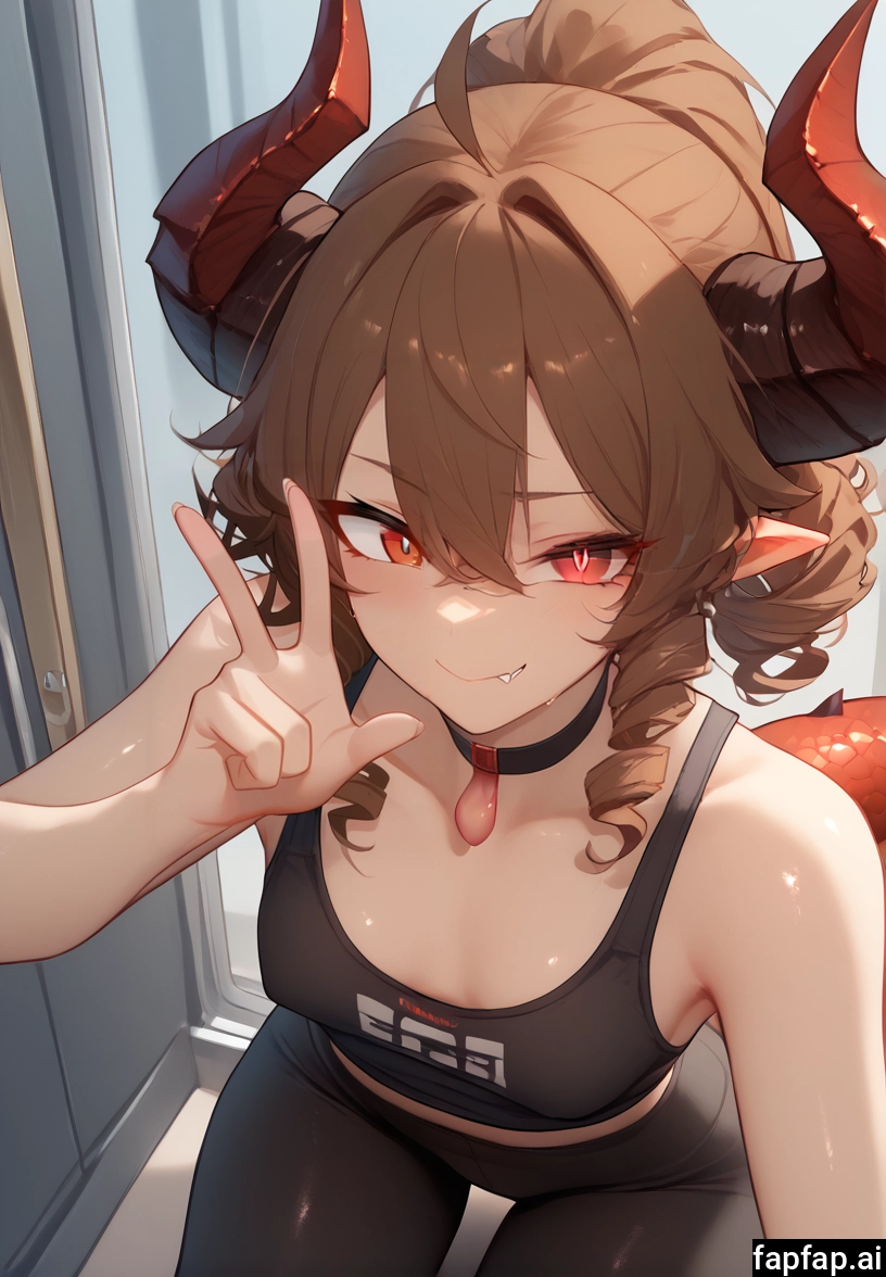 1girl, solo, horns, breasts, condom, looking at viewer · Yamete.gg