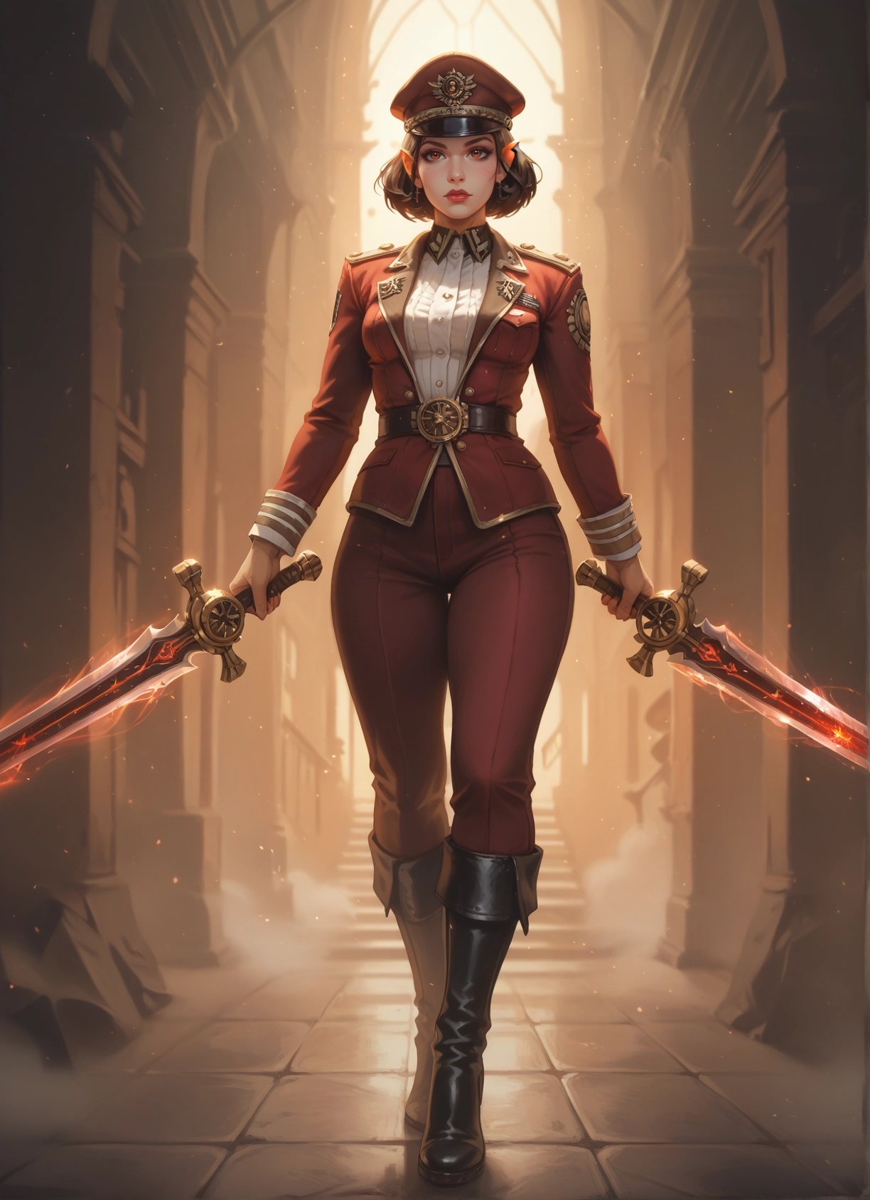 1girl, weapon, hat, sword, boots, holding · Yamete.gg
