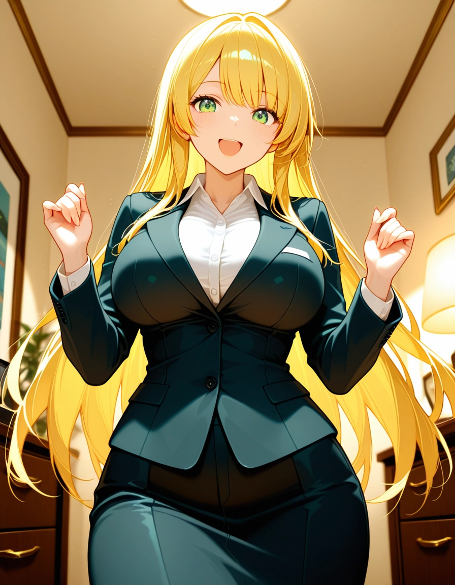 1girl, blonde hair, solo, long hair, breasts, green eyes · Yamete.gg
