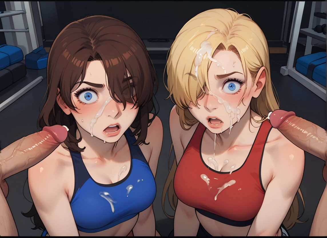 penis, multiple girls, 2girls, cum, breasts, blonde hair · Yamete.gg
