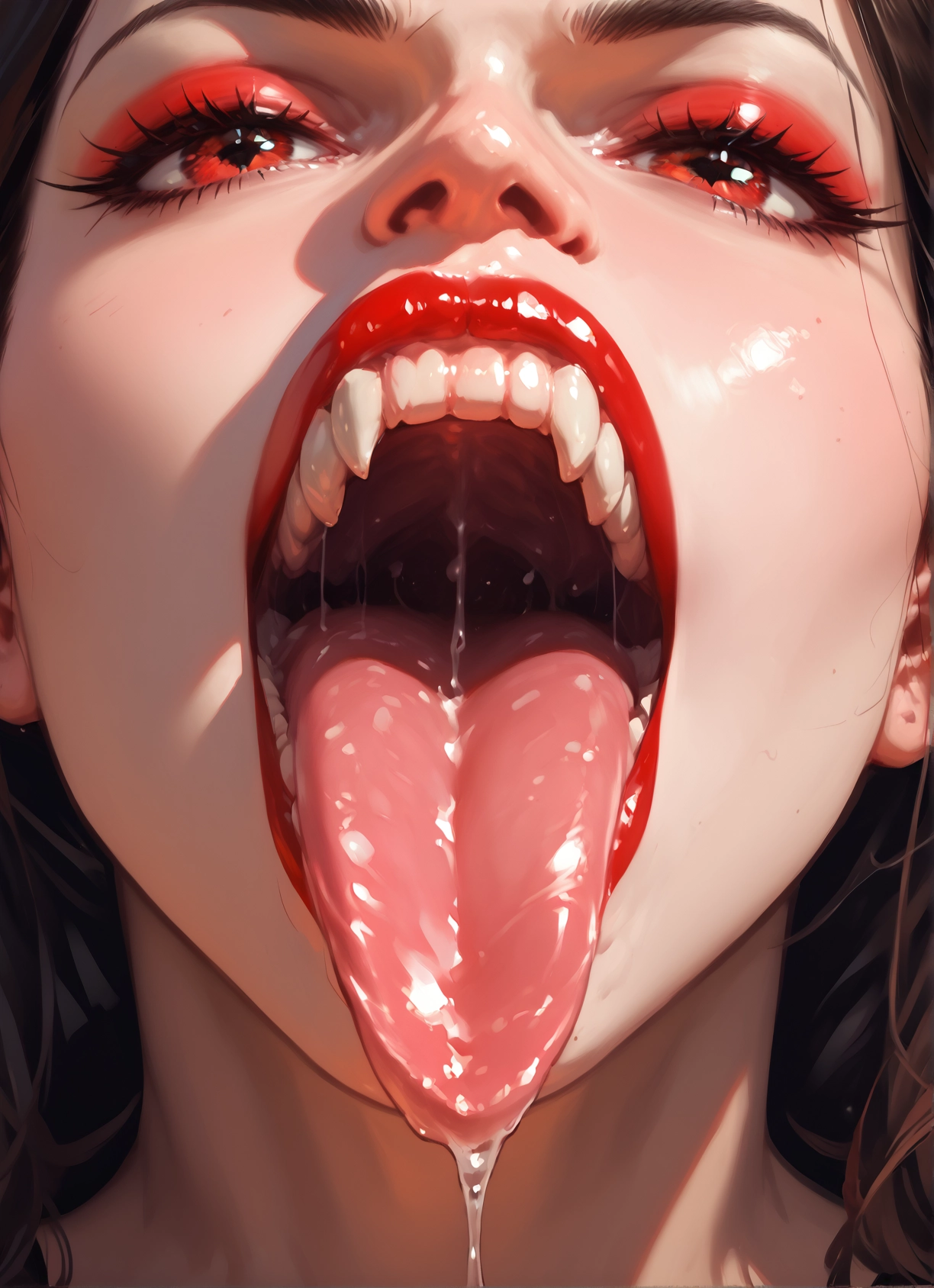 1girl, solo, tongue, tongue out, open mouth, saliva · Yamete.gg
