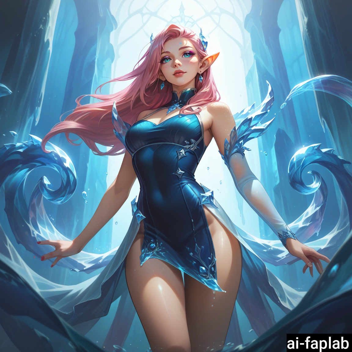 1girl, breasts, solo, jewelry, long hair, pointy ears · Yamete.gg