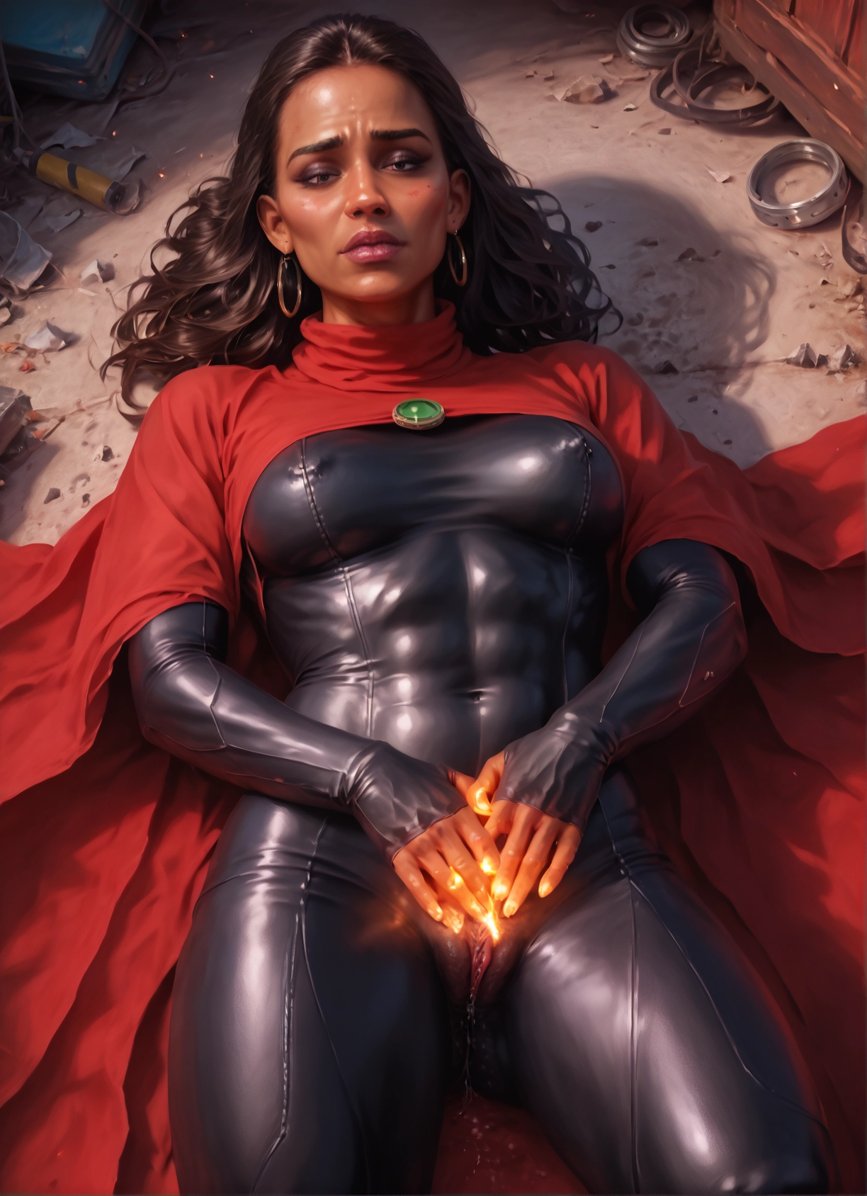 1girl, solo, jewelry, earrings, pussy, lying · Yamete.gg