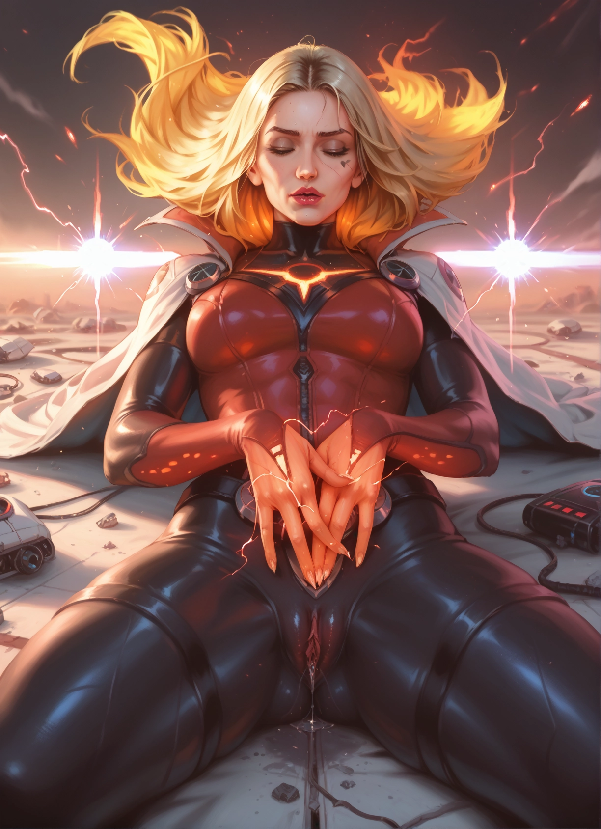 1girl, solo, blonde hair, pussy, pussy juice, breasts · Yamete.gg