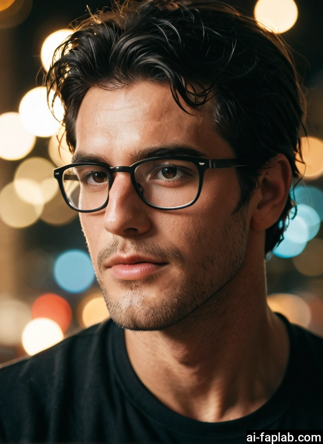 1boy, male focus, solo, glasses, facial hair, stubble · Yamete.gg