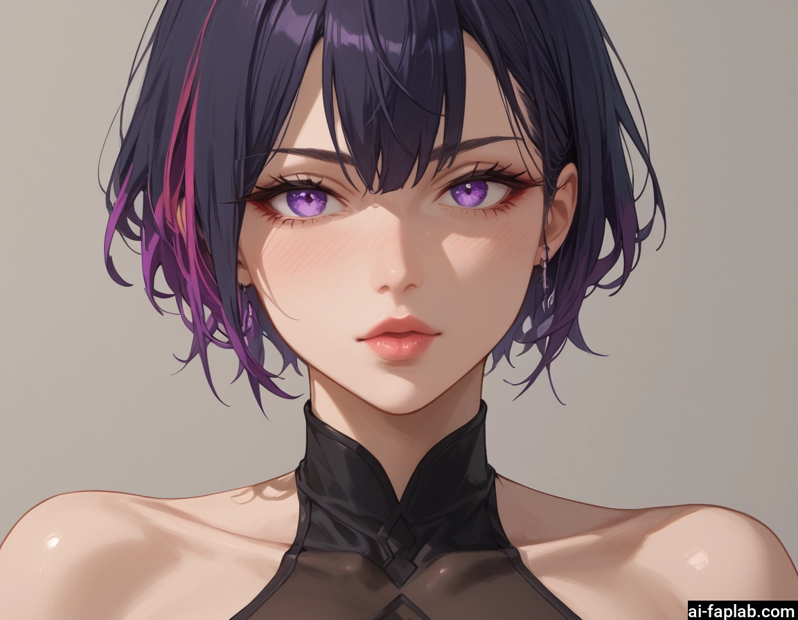 solo, 1girl, purple eyes, jewelry, earrings, looking at viewer · Yamete.gg