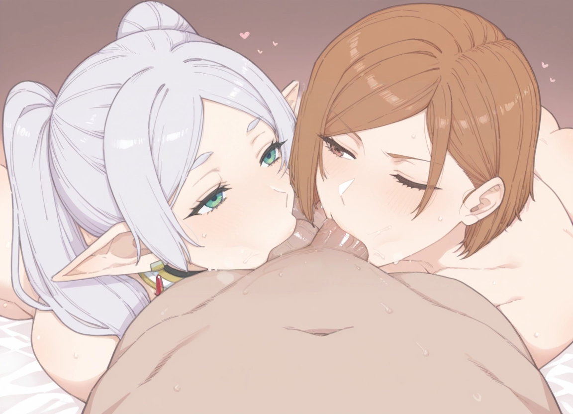 ffm threesome, kugisaki nobara, threesome, multiple girls, 2girls, group sex