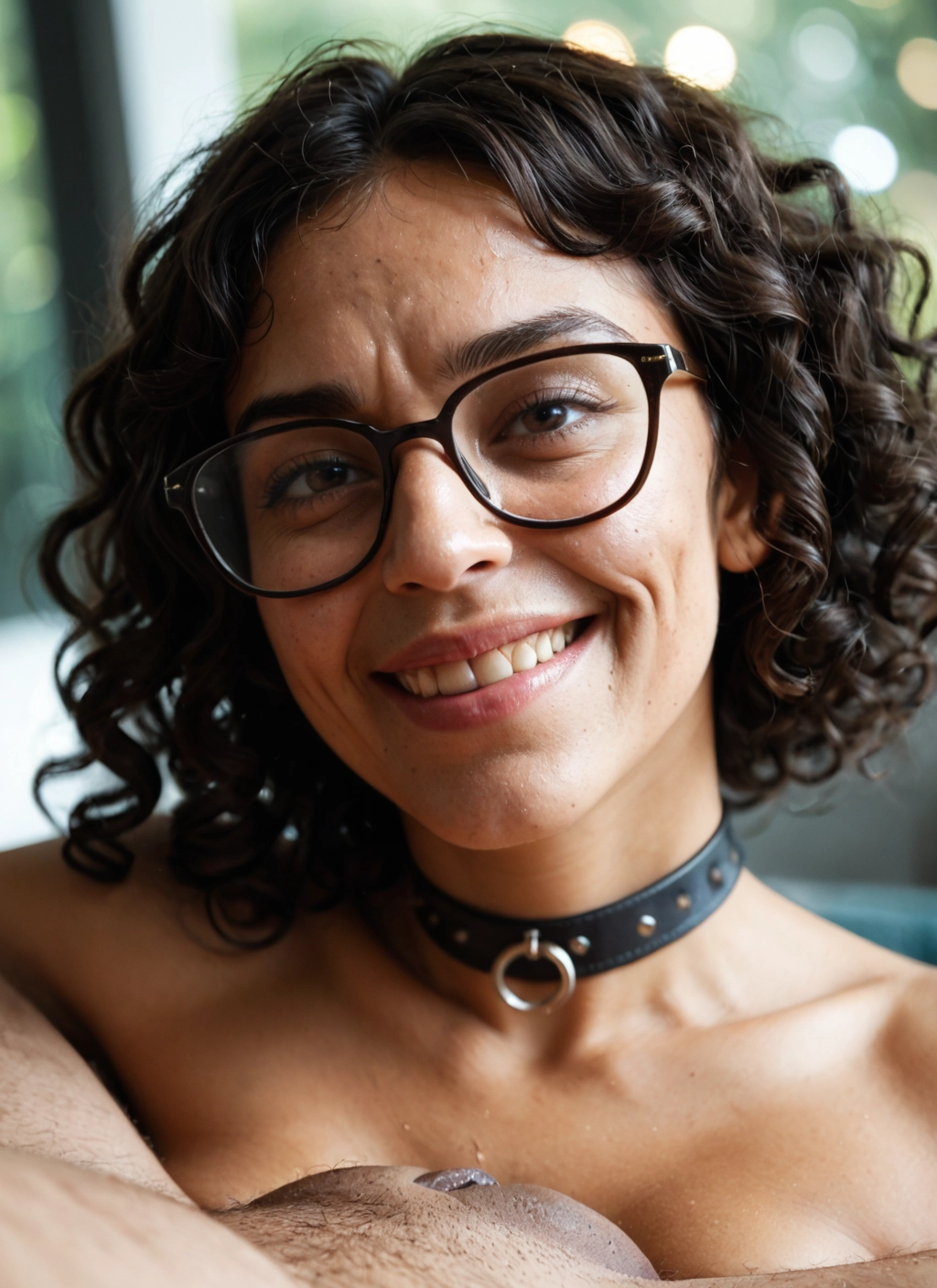 1girl, glasses, solo, smile, brown eyes, looking at viewer · Yamete.gg