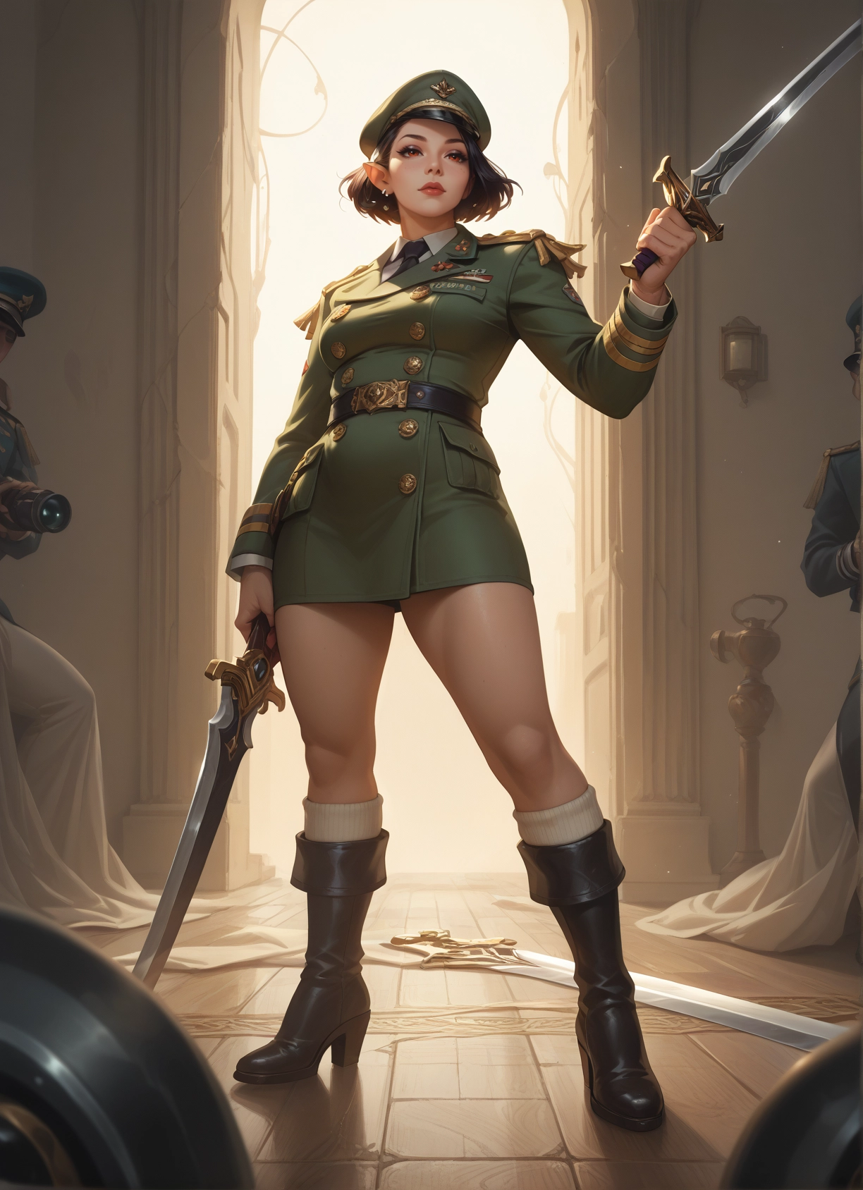 weapon, sword, uniform, hat, boots, military · Yamete.gg