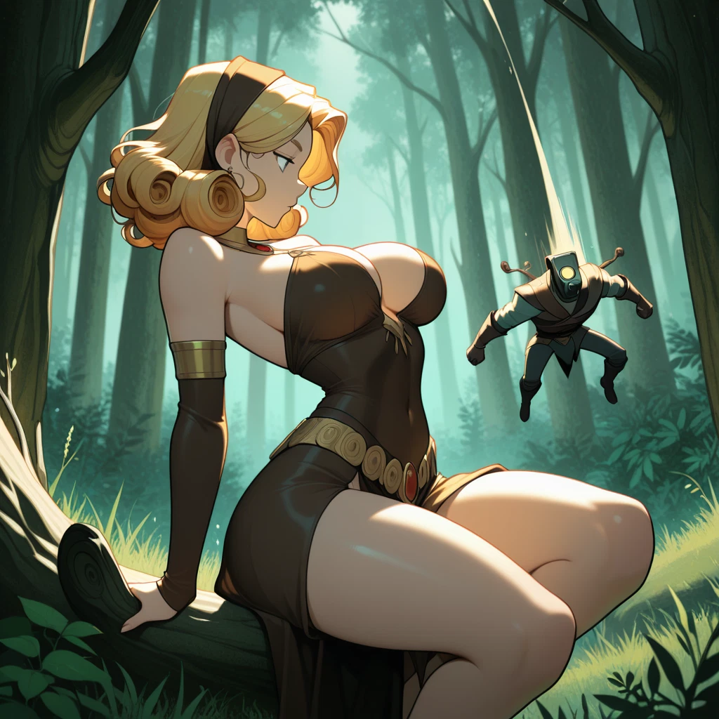 1girl, breasts, blonde hair, large breasts, nature, forest · Yamete.gg