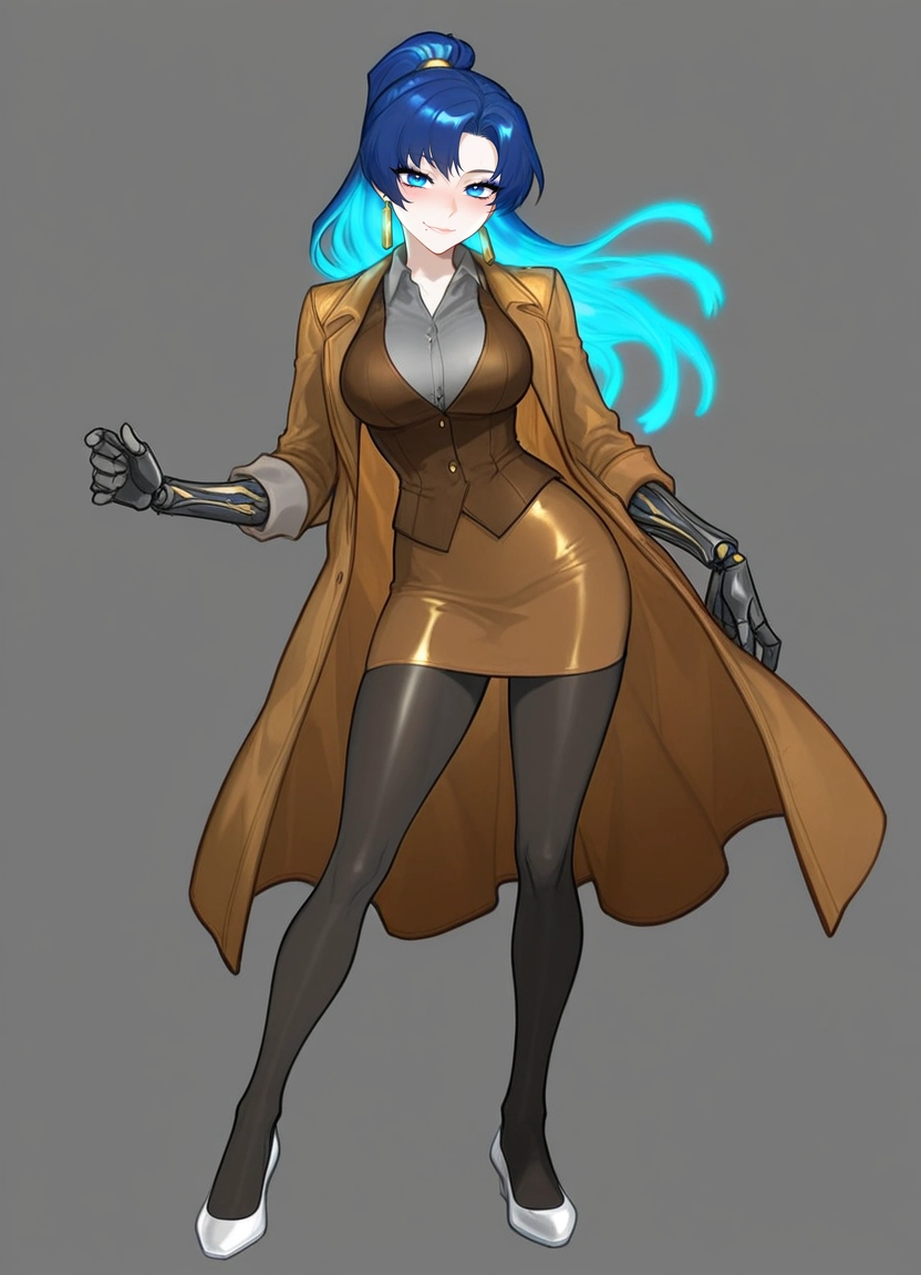 1girl, blue hair, solo, skirt, coat, blue eyes · Yamete.gg