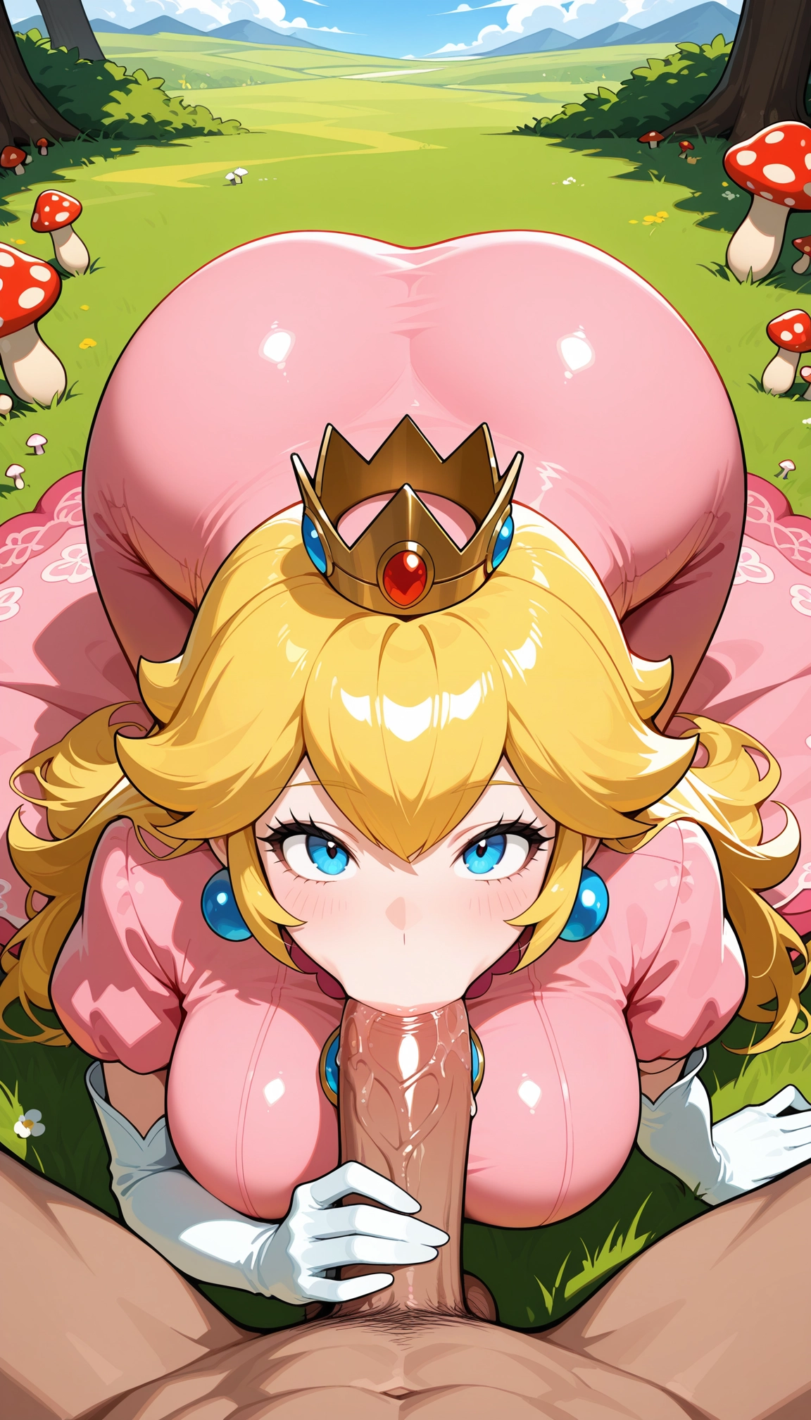 1girl, fellatio, oral, pink dress, hetero, 1boy · Yamete.gg