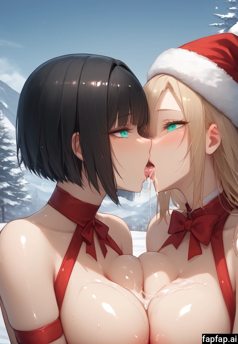 multiple girls, breasts, 2girls, tongue, black hair, large breasts · Yamete.gg