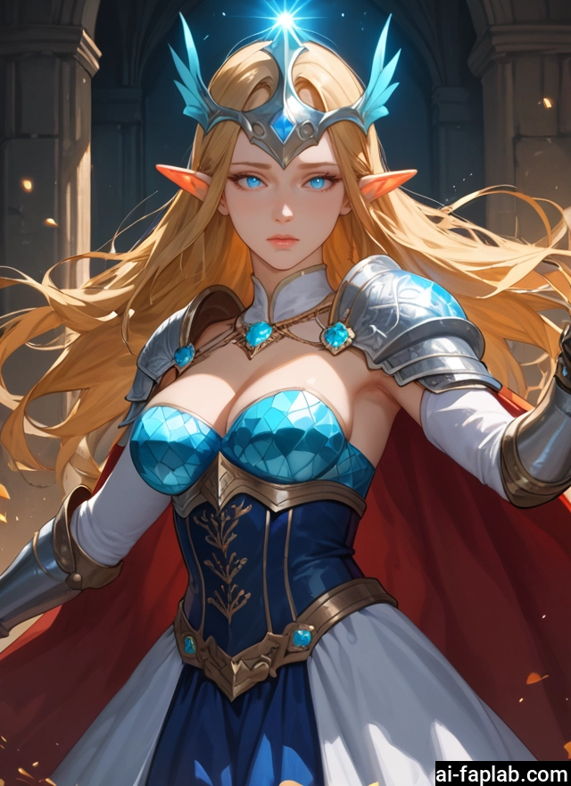 1girl, breasts, blonde hair, pointy ears, long hair, solo · Yamete.gg