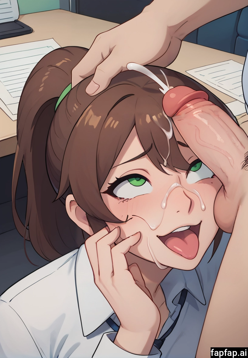 1girl, brown hair, penis, hetero, green eyes, cum · Yamete.gg