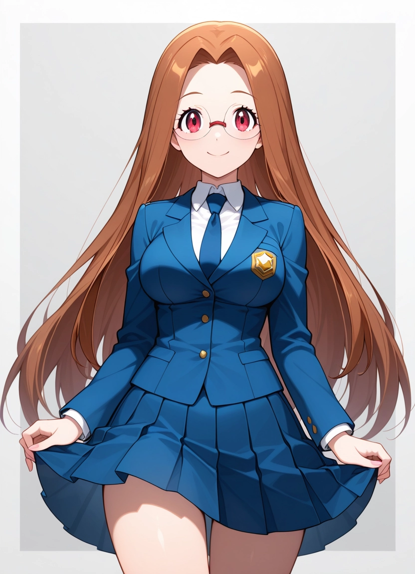 1girl, solo, skirt, necktie, jacket, long hair · Yamete.gg