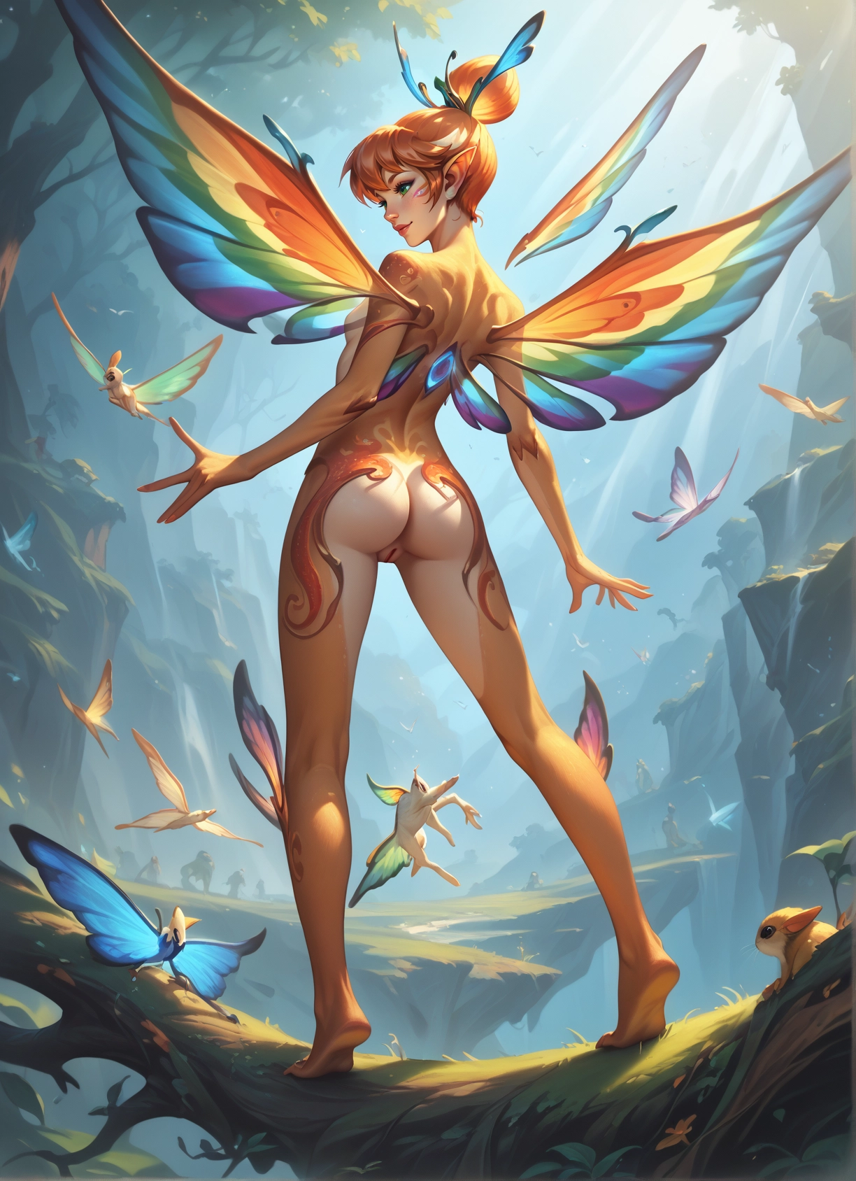 ass, pussy, wings, 1girl, pointy ears, nude · Yamete.gg