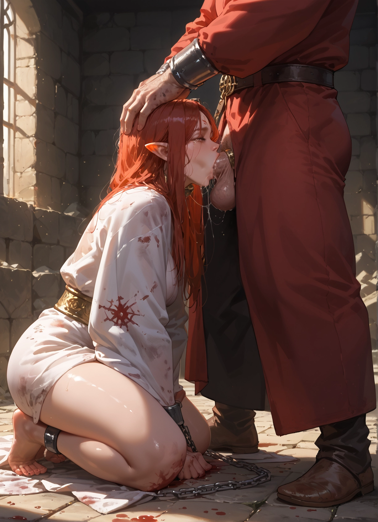 1girl, oral, penis, pointy ears, 1boy, fellatio · Yamete.gg