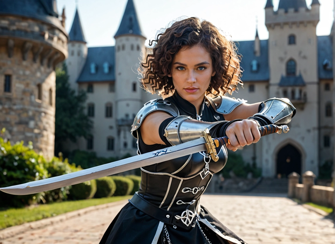 1girl, weapon, sword, solo, armor, blue eyes · Yamete.gg