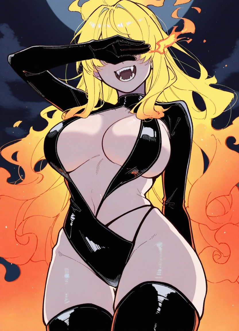 1girl, breasts, blonde hair, long hair, thighhighs, large breasts · Yamete.gg