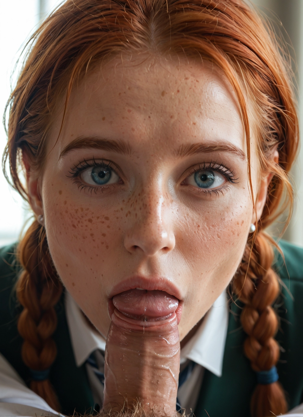 penis, 1girl, fellatio, oral, hetero, freckles · Yamete.gg