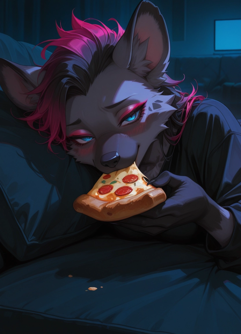 furry, food, holding, solo, animal ears, blue eyes · Yamete.gg