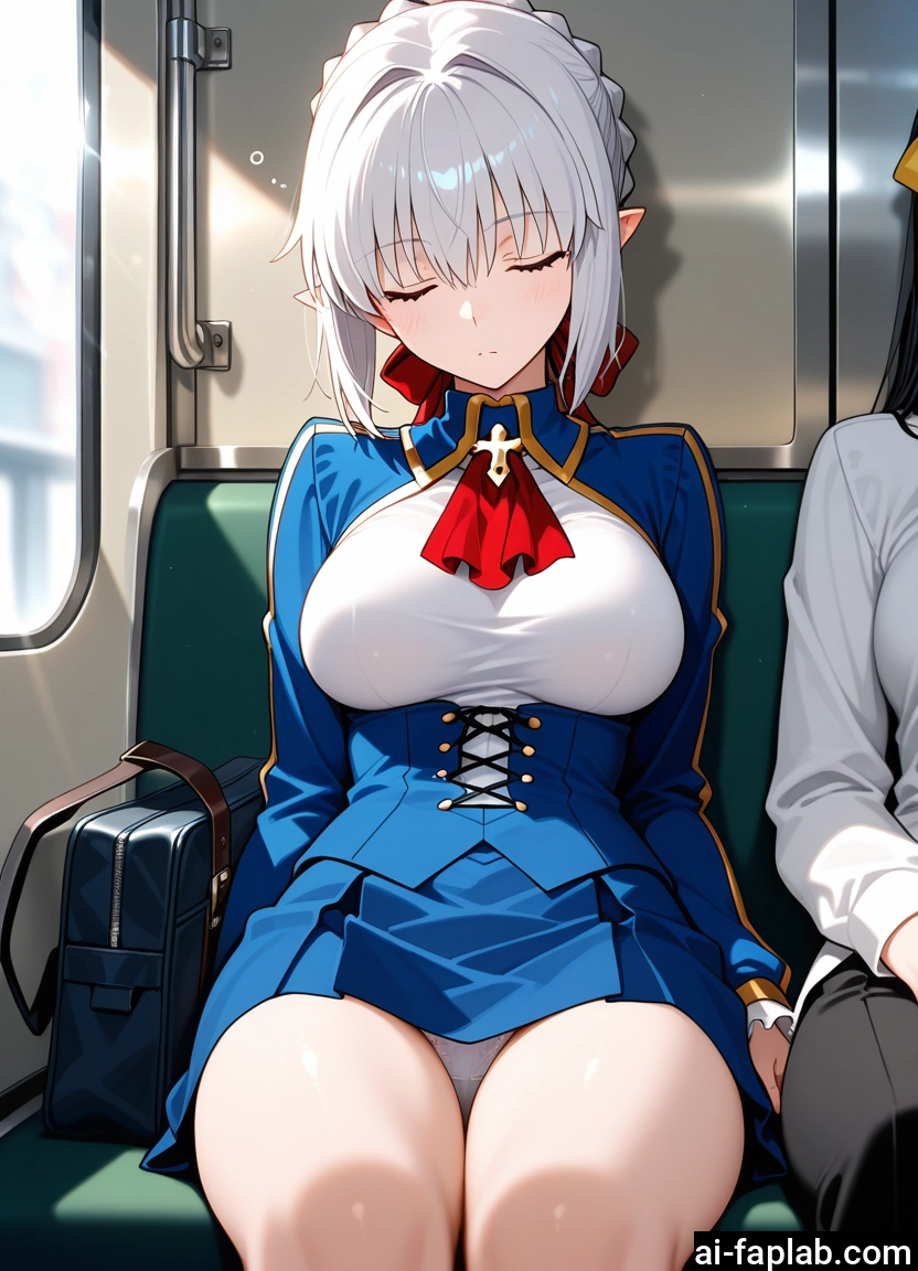 underwear, panties, breasts, closed eyes, pointy ears, sleeping · Yamete.gg